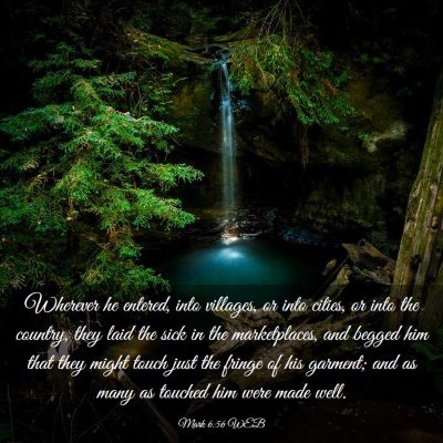 Picture 03 - Mark 6:56 WEB - Wherever he entered, into villages, or into - Bible Verse Picture