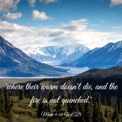 Picture 03 - Mark 9:48 WEB - 'where their worm doesn't die, and the fire is - Bible Verse Picture