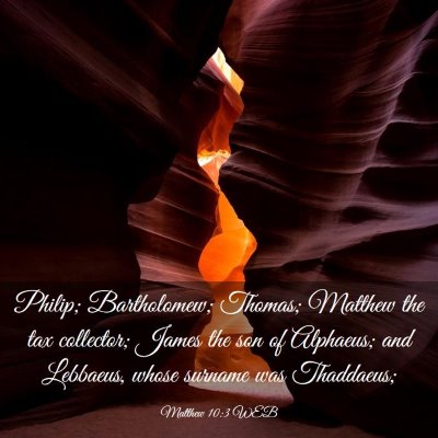 Picture 03 - Matthew 10:3 WEB - Philip; Bartholomew; Thomas; Matthew the tax - Bible Verse Picture