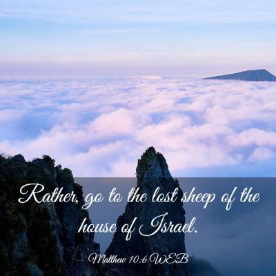 Picture 03 - Matthew 10:6 WEB - Rather, go to the lost sheep of the house of - Bible Verse Picture