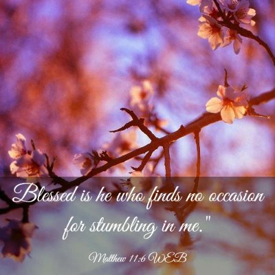 Picture 03 - Matthew 11:6 WEB - Blessed is he who finds no occasion for stumbling - Bible Verse Picture