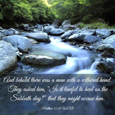 Picture 03 - Matthew 12:10 WEB - And behold there was a man with a withered hand. - Bible Verse Picture