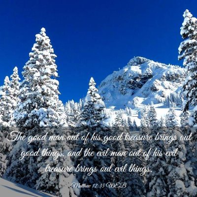 Picture 03 - Matthew 12:35 WEB - The good man out of his good treasure brings out - Bible Verse Picture