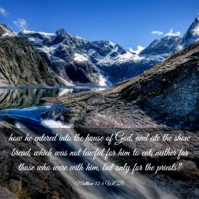 Picture 03 - Matthew 12:4 WEB - how he entered into the house of God, and ate the - Bible Verse Picture