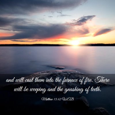 Picture 03 - Matthew 13:42 WEB - and will cast them into the furnace of fire. - Bible Verse Picture
