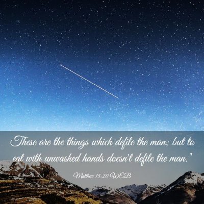 Picture 03 - Matthew 15:20 WEB - These are the things which defile the man; but to - Bible Verse Picture