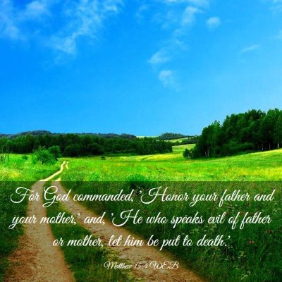 Picture 03 - Matthew 15:4 WEB - For God commanded, 'Honor your father and your - Bible Verse Picture