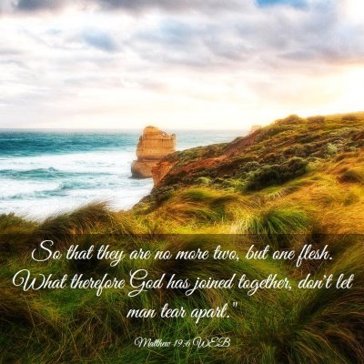 Picture 03 - Matthew 19:6 WEB - So that they are no more two, but one flesh. What - Bible Verse Picture