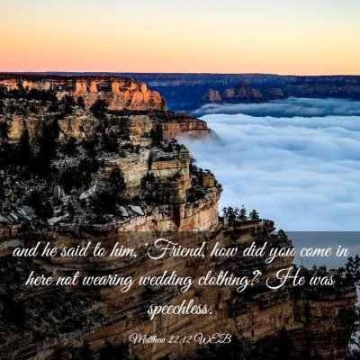 Picture 03 - Matthew 22:12 WEB - and he said to him, 'Friend, how did you come in - Bible Verse Picture