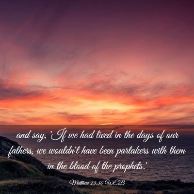 Picture 03 - Matthew 23:30 WEB - and say, 'If we had lived in the days of our - Bible Verse Picture