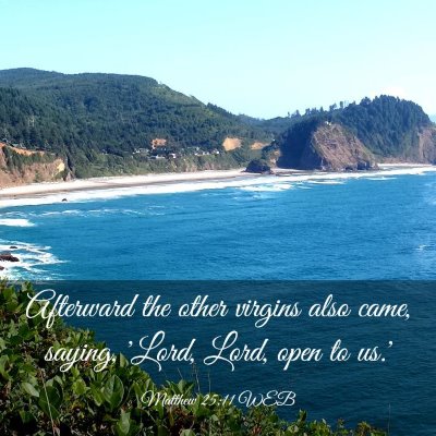 Picture 03 - Matthew 25:11 WEB - Afterward the other virgins also came, saying, - Bible Verse Picture