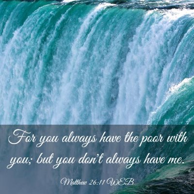 Picture 03 - Matthew 26:11 WEB - For you always have the poor with you; but you - Bible Verse Picture