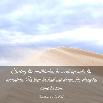 Picture 03 - Matthew 5:1 WEB - Seeing the multitudes, he went up onto the - Bible Verse Picture