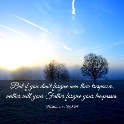 Picture 03 - Matthew 6:15 WEB - But if you don't forgive men their trespasses, - Bible Verse Picture