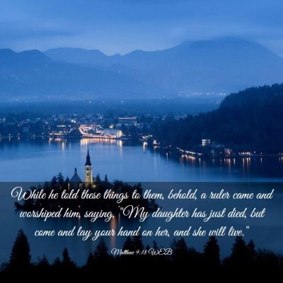 Picture 03 - Matthew 9:18 WEB - While he told these things to them, behold, a - Bible Verse Picture