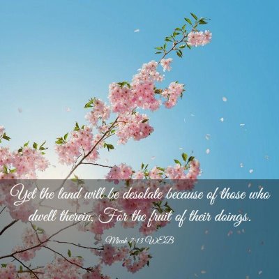 Picture 03 - Micah 7:13 WEB - Yet the land will be desolate because of those - Bible Verse Picture