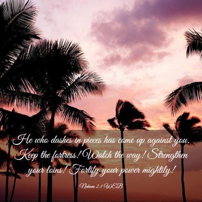 Picture 03 - Nahum 2:1 WEB - He who dashes in pieces has come up against you. - Bible Verse Picture