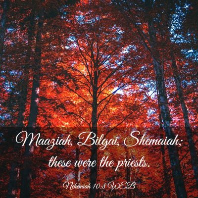 Picture 03 - Nehemiah 10:8 WEB - Maaziah, Bilgai, Shemaiah; these were the - Bible Verse Picture