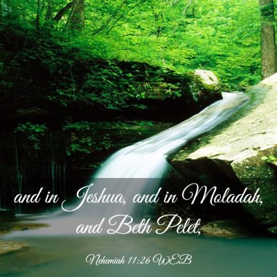Picture 03 - Nehemiah 11:26 WEB - and in Jeshua, and in Moladah, and Beth - Bible Verse Picture