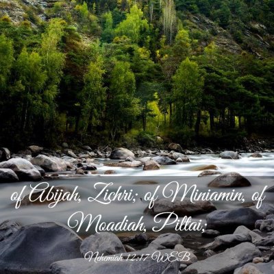 Picture 03 - Nehemiah 12:17 WEB - of Abijah, Zichri; of Miniamin, of Moadiah, - Bible Verse Picture