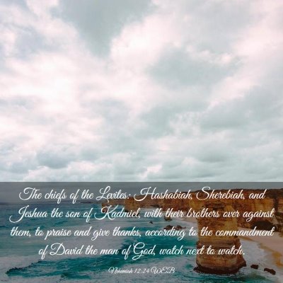 Picture 03 - Nehemiah 12:24 WEB - The chiefs of the Levites: Hashabiah, Sherebiah, - Bible Verse Picture