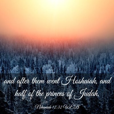Picture 03 - Nehemiah 12:32 WEB - and after them went Hoshaiah, and half of the - Bible Verse Picture