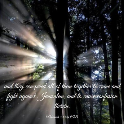 Picture 03 - Nehemiah 4:8 WEB - and they conspired all of them together to come - Bible Verse Picture
