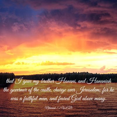 Picture 03 - Nehemiah 7:2 WEB - that I gave my brother Hanani, and Hananiah the - Bible Verse Picture