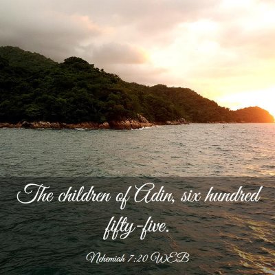 Picture 03 - Nehemiah 7:20 WEB - The children of Adin, six hundred - Bible Verse Picture