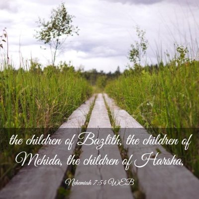 Picture 03 - Nehemiah 7:54 WEB - the children of Bazlith, the children of Mehida, - Bible Verse Picture