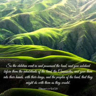 Picture 03 - Nehemiah 9:24 WEB - So the children went in and possessed the land, - Bible Verse Picture