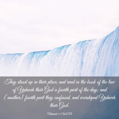 Picture 03 - Nehemiah 9:3 WEB - They stood up in their place, and read in the - Bible Verse Picture