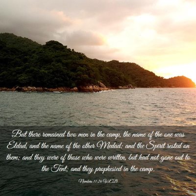 Picture 03 - Numbers 11:26 WEB - But there remained two men in the camp, the name - Bible Verse Picture