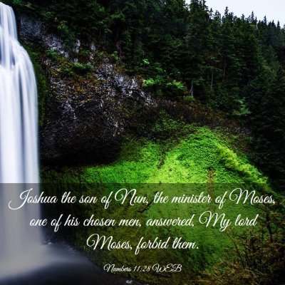 Picture 03 - Numbers 11:28 WEB - Joshua the son of Nun, the minister of Moses, one - Bible Verse Picture