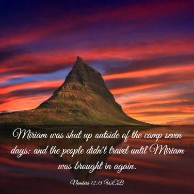 Picture 03 - Numbers 12:15 WEB - Miriam was shut up outside of the camp seven - Bible Verse Picture