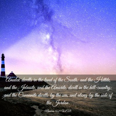 Picture 03 - Numbers 13:29 WEB - Amalek dwells in the land of the South: and the - Bible Verse Picture