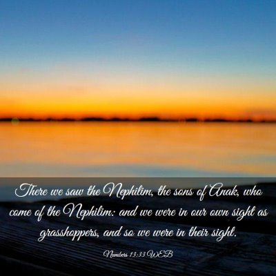 Picture 03 - Numbers 13:33 WEB - There we saw the Nephilim, the sons of Anak, who - Bible Verse Picture