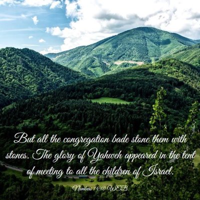Picture 03 - Numbers 14:10 WEB - But all the congregation bade stone them with - Bible Verse Picture