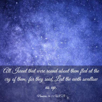 Picture 03 - Numbers 16:34 WEB - All Israel that were round about them fled at the - Bible Verse Picture