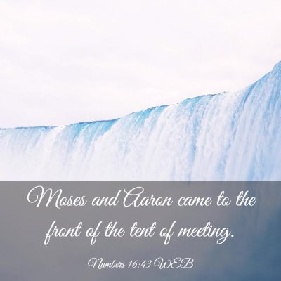 Picture 03 - Numbers 16:43 WEB - Moses and Aaron came to the front of the tent of - Bible Verse Picture