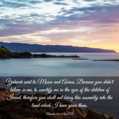 Picture 03 - Numbers 20:12 WEB - Yahweh said to Moses and Aaron, Because you - Bible Verse Picture