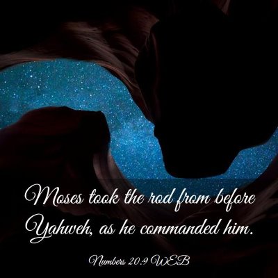 Picture 03 - Numbers 20:9 WEB - Moses took the rod from before Yahweh, as he - Bible Verse Picture