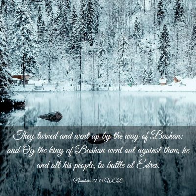 Picture 03 - Numbers 21:33 WEB - They turned and went up by the way of Bashan: and - Bible Verse Picture