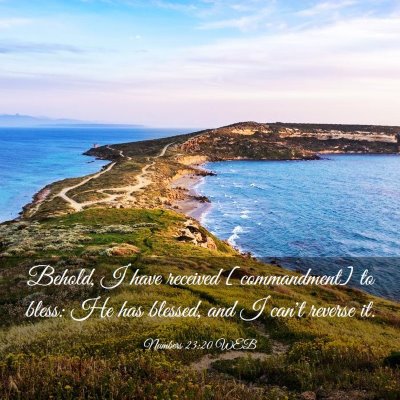 Picture 03 - Numbers 23:20 WEB - Behold, I have received [commandment] to bless: - Bible Verse Picture