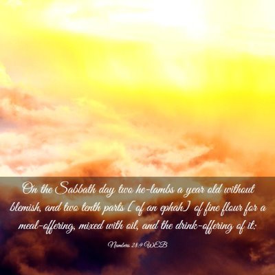 Picture 03 - Numbers 28:9 WEB - On the Sabbath day two he-lambs a year old - Bible Verse Picture