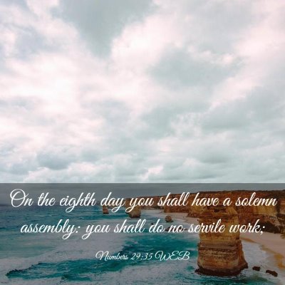 Picture 03 - Numbers 29:35 WEB - On the eighth day you shall have a solemn - Bible Verse Picture