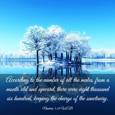 Picture 03 - Numbers 3:28 WEB - According to the number of all the males, from a - Bible Verse Picture
