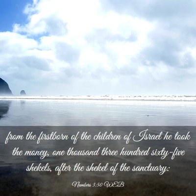 Picture 03 - Numbers 3:50 WEB - from the firstborn of the children of Israel he - Bible Verse Picture