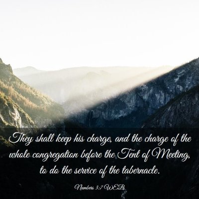 Picture 03 - Numbers 3:7 WEB - They shall keep his charge, and the charge of the - Bible Verse Picture