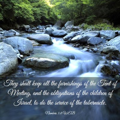 Picture 03 - Numbers 3:8 WEB - They shall keep all the furnishings of the Tent - Bible Verse Picture